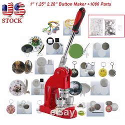11.25 2.28 DIY Badge Pin Button Maker Machine Press+ 1000 Parts Circle Cutter