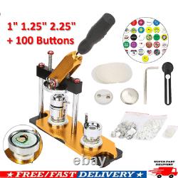 1 1.25 2.25 Button Maker Badge Machine with100 Set Circle Buttons Parts Rotate
