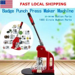 1/1.25/2.28 1000 Buttons Circle Badge Punch Press Pin Button Maker Machine US