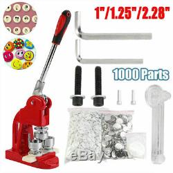 1 1.25 2.28 Rotated Button Maker Badge Punch Press Machine + 1000 Buttons USA