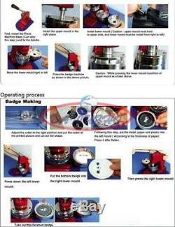 1-1/4 32mm Badge Press Button Maker Machine 1000 Button Supplies Circle Cutter