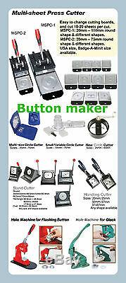1-1/4mm KIT! N3 32mm Button Maker+100 All Metal Pin Badge+Circle Cutter DIY