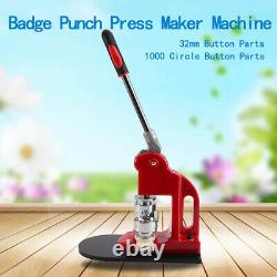 1.25 Fast Badge Button Maker Punch Press Machine 1000 Parts & Circle Cutter USA