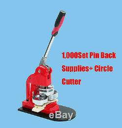 1 25mm Badge Button Maker Machine Press+1000 Parts + Circle Cutter US Shipping