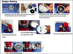 1 25mm Button Badge Maker Machine Badge Making Kit + 100 Button Supplies DIY