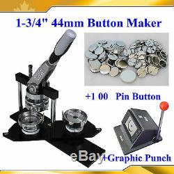 1-3/4 KIT N4 button Maker+1,00 All Metal Pin Badge+Heavy Duty Punch Cutter HOT