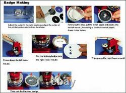 1.45'' Button Badge Maker Machine Badge Making Kit Tool + 1000 Button Supplies