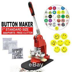 1 Button Badge Maker Punch Press Machine with 300PCS Round Pin Parts DIY (25mm)