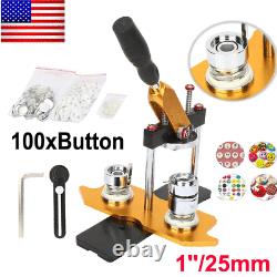 1 Button Maker 25mm Badge Machine with 100 Sets Circle Button Parts Rotate