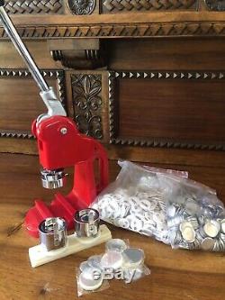 1 Button Maker Machine+1000 Buttons Circle Badge Punch Press Pin US