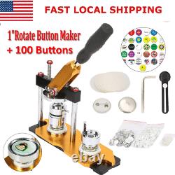 1'' Rotate Button Maker Machine Manual Badge Maker Aluminum Alloy 100 Buttons