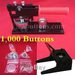1 inch Tecre Pin Badge Button Maker Machine+Graphic Punch+1,000 Buttons Parts