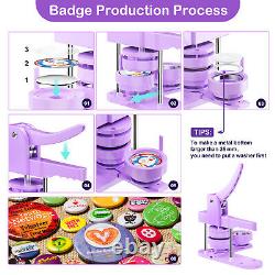 25,32,58mm Button Maker Badge Punch Press Machine with 300pcs Badge Parts US