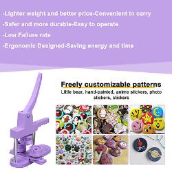 25,32,58mm Button Maker Badge Punch Press Machine with 400pcs Badge Parts US