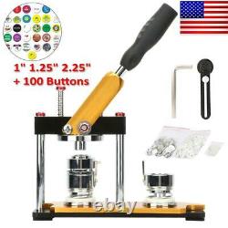 25/32/58mm Button Maker Machine+100 Buttons Circle Badge Punch Press Rotate