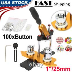 25mm Badge Button Maker Machine + 100 Buttons Circle Badge Punch Press