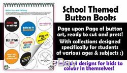 2-1/4 Button Maker SCHOOL KIT 2.25 Badge Pin Machine+500 Parts +School Artwork