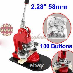 2.28 58mm Button Maker Machine Badge Punch Press 100 Parts Circle Cutter Tool