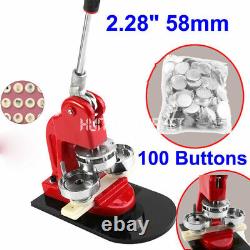 2.28 Button Maker Machine Badge Punch Press 100 Parts Circle Cutter Tool 58mm