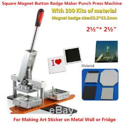 2½2½ Square Magnet Button Badge Maker Punch Press Machine+300 materials
