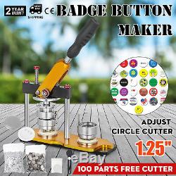 32mm(1.25'') Badge Button Maker Machine + 100 Buttons Circle Badge Punch Press