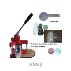 32mm Button Badge Maker Machine Button Badge Punch Press + 1000Pc Badge Buttons