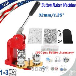 32mm Button Maker Machine Making Pin Button Badges Maker Press +1000 Cutter Kits