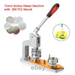3Inch Badge Button Maker Machine Button Punch Press 75mm With 300 pcs Buttons US