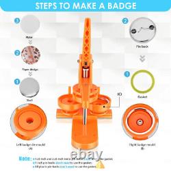 3Modes 1+1.25+2.25 inch Button Badge Maker 300pcs Part DIY Press Machine Orange