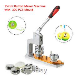 3 (75mm) DIY Round Pin Button Badge Maker Machine + 300 Button Supply Free Gift