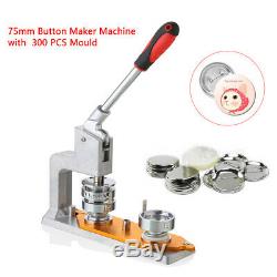 3'' Button Maker Machine 75mm Badge Punch Press 300 Sets Button 300 PCS Mould