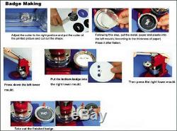3'' Button Maker Machine Badge Press+100 Button Supplies+1pc 75mm Circle Cutter