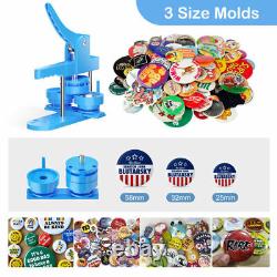 3 IN1 25,32,58mm Button Maker Badge Punch Press Machine with 400pcs Badge Parts US