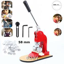 58MM Badge Button Maker Making Machine With 500 Die Mold Punch Press Circle Cutter