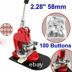 58mm 2.28 Button Maker Machine Badge Punch Press 100 Parts Circle Cutter Tool