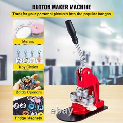 58mm Button Maker Press Machine Badge Punch Circle Cutter +1000 Buttons 3 Dies
