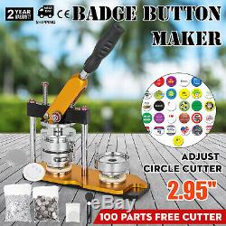 75mm(3'') Button Badge Maker Press Machine 100Pcs Rotate Buttons Bottle Steel