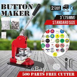 75mm(3) Button Badge Maker press 500 Pcs free buttons circle cutter making kit