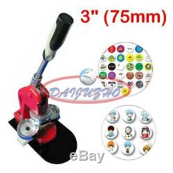 75mm 3 Button Maker Machine Badge Punch Press 100 Parts Circle Cutter Tool