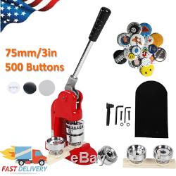 75mm/3in DIY Tinplate Button Maker Badge Punch Pin Machine with 500 Buttons