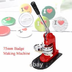 75mm Badge Button Maker Badge Punch Press Machine With 500pcs Parts Spares