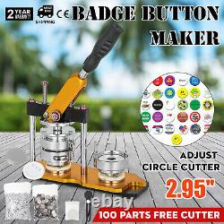 75mm Button Maker Machine 3 inch Rotate Badge Make with 100 Sets Circle Button