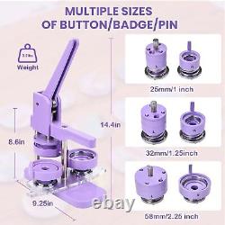 Alldeer 1+1.25+2.25 Inch Button Maker Machine Multiple Sizes Pin Making Kit