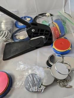 Badge-A-Minit Button Press Maker Tool 2-1/4 & 3 Buttons with Cutters & Extras