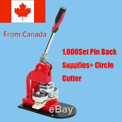 Badge Button Maker Machine+Circle Cutter +1000 Set Pin Back Supplies high yield