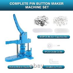 Badge Button Maker Machine Kit 25Mm/1? With 200Pcs Blank Pin-Back Button Parts
