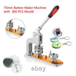 Badge Button Maker Punch Press Machine Plastic cutter 75mm 3 inch with300 Buttons