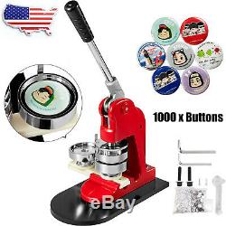 Badge Button Maker Punch Press Machine with Circle Cutter Making Gift +1000 Parts