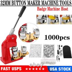 Badge Maker Machine Making Pin Button Badges Punch Press 32mm +1000 Cutter Kits