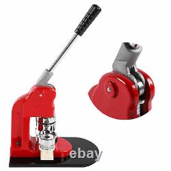 Badge Maker Machine Set Red Aluminum Frame Punching Equipment with 500 Button 44mm